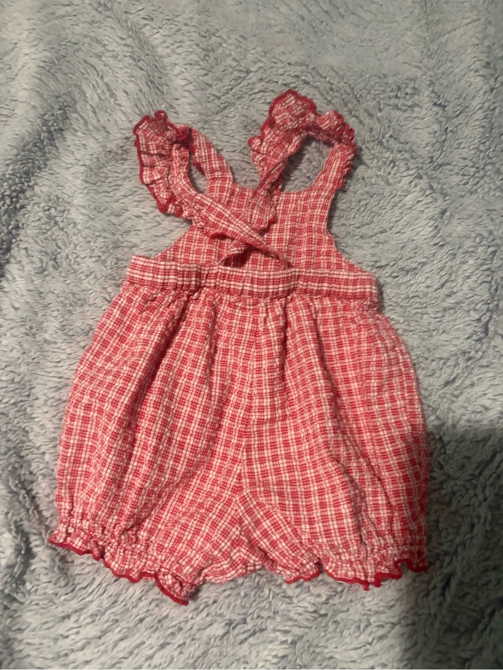 Vintage Baby Girl Oshkosh Baby B'gosh 12 Months Strawberry Shortalls Bubble Red